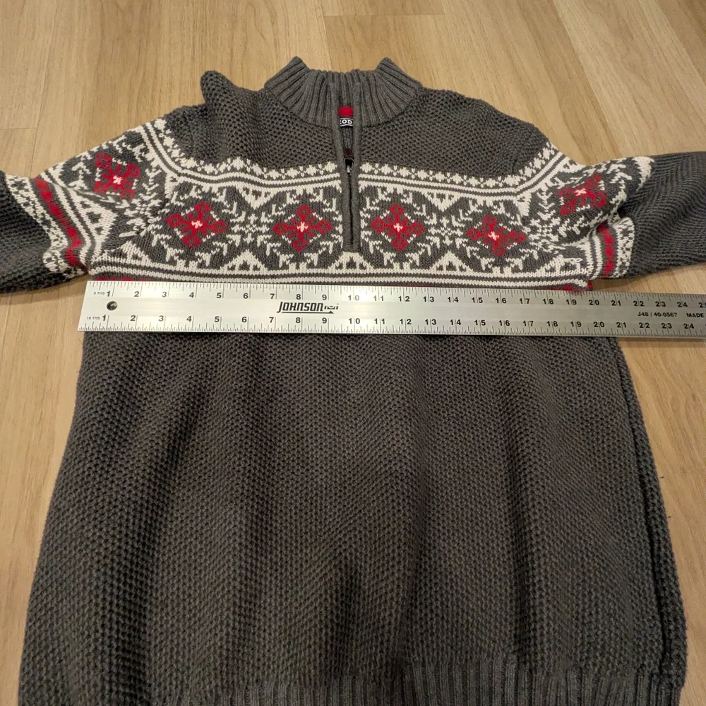 Izod Quarter Zip Grey Sweater Pullover Size L
